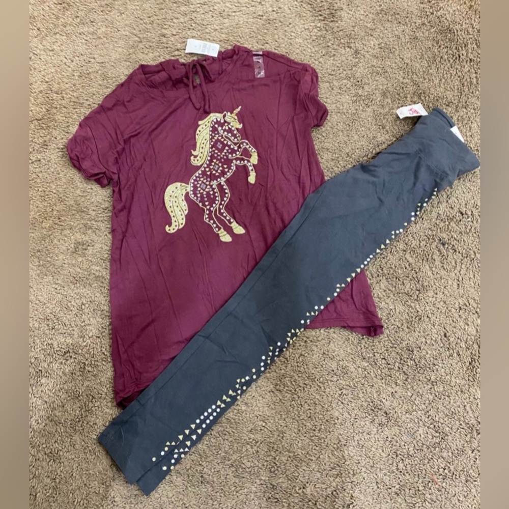Girls Justice unicorn leggings outfit size 12 NWT